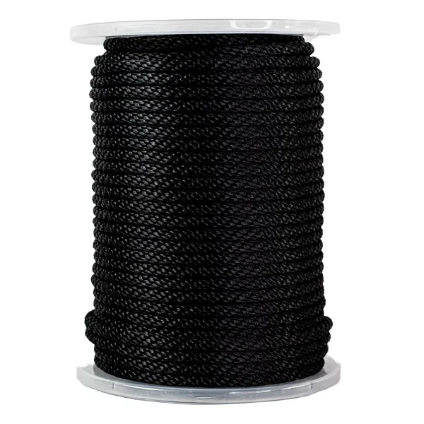 Sgt Knots Dacron Polyester Rope (1/8 inch - 3/8 inch) Solid Braid Black or White - Moisture - Oil, UV, Rot Resistant - Boating, A