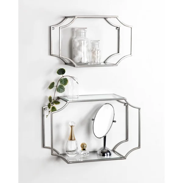 Kate and Laurel Ciel Modern Glam Metal Wall Shelf Set - 2 Piece 24 inch - Gold