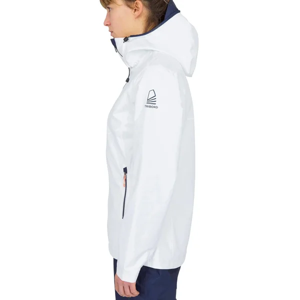 Tribord Women's 100, Waterproof Sailing Jacket in Snowy White, Size 2XL