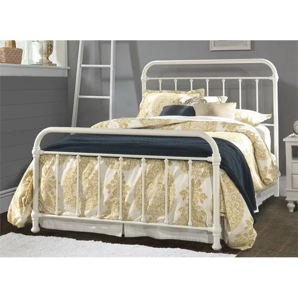 Hillsdale Furniture 1799-500 Kirkland Metal Spindle Panel Bed - Soft White, Queen