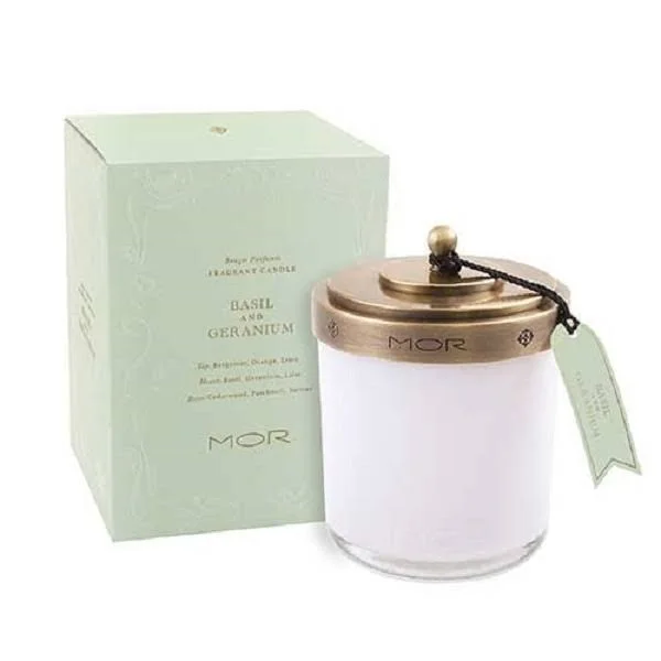 Mor Scented Home Library Basil and Geranium Fragrant Candle 13.4oz