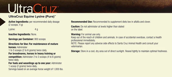 UltraCruz Equine Lysine (Pure) Supplement for Horses, 4 lb, Powder (360 Day Supply)