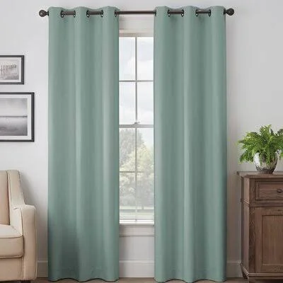 Gourdine Absolute Zero Solid Max Blackout Thermal Grommet Single Curtain Panel Ivy Bronx Curtain Color: Blue, Size per Panel: 40