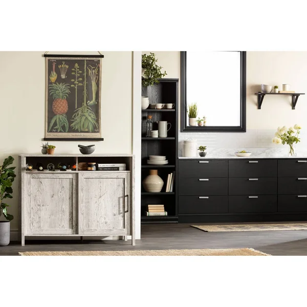 South Shore Munich Buffet with Sliding DOOR, Seaside Pine