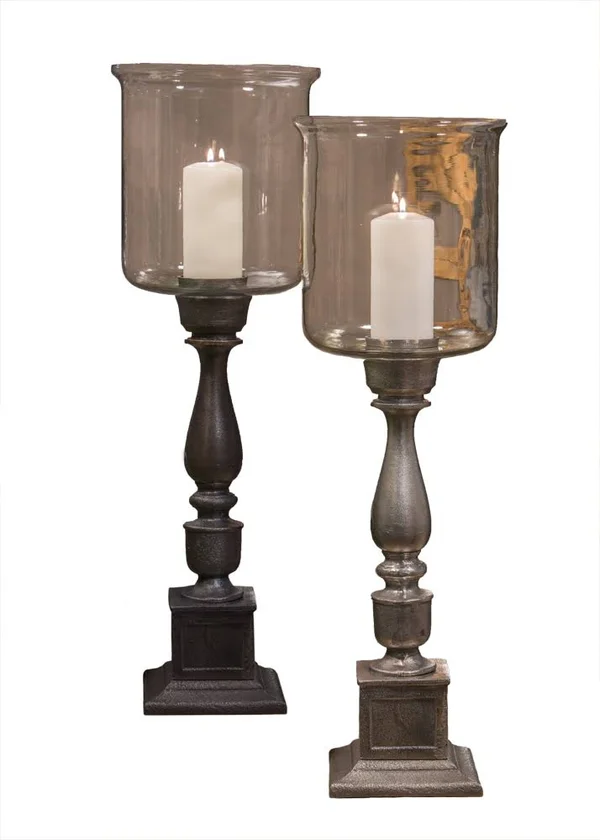 Dessau Home Nickel Rough Cast Hurricane Home Decor