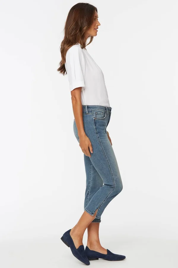Nydj Petite Size Chloe Double Needle Slit-Hem Capri Jeans - 6p