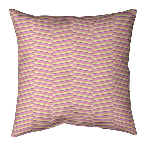Porch & den Blaze Tri-Color Fractured Stripes Throw Pillow - 26 x 26 - Pink Purple & Yellow - Linen