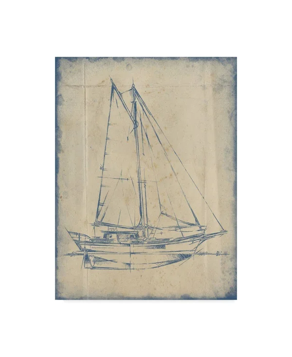 Trademark Fine Art Wag07100-C3547Gg Ethan Harper 'Yacht Blueprint III'