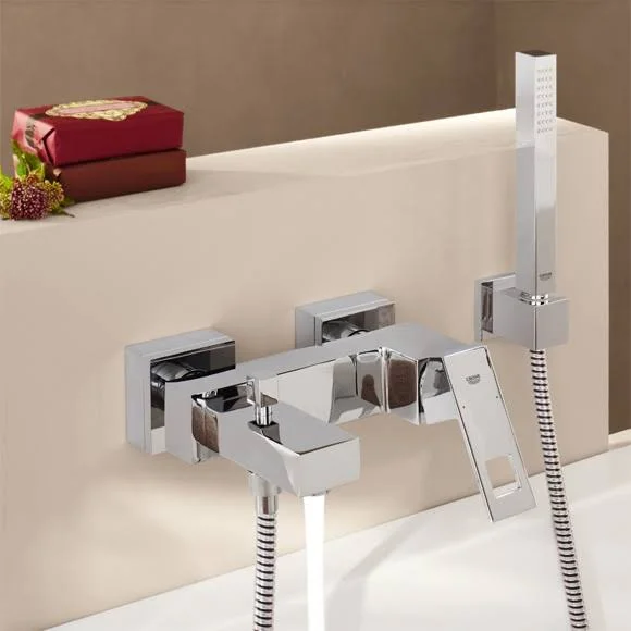 Grohe Eurocube Wall-Mounted Single Lever Bath Mixer with Shower Set 23141000