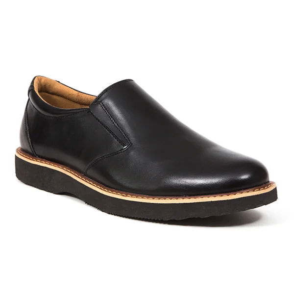 Men's Deer Stags Walkmaster Twin Gore Slip On, Size: 9.5, Black