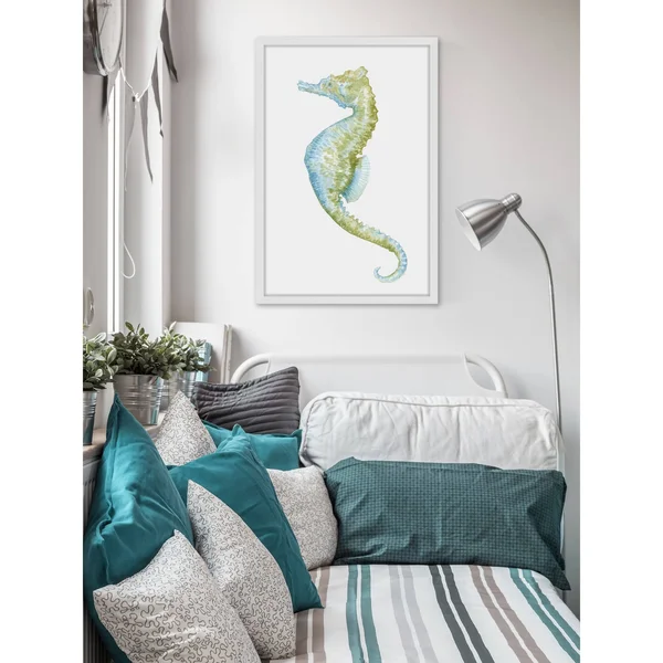 Marmont Hill Watercolor Seahorse II Framed Painting Print, White