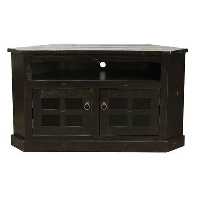 Lonan Solid Wood Corner TV Stand for TVs Up to 55x22 Longshore Tides Color: Rustic Antique Black