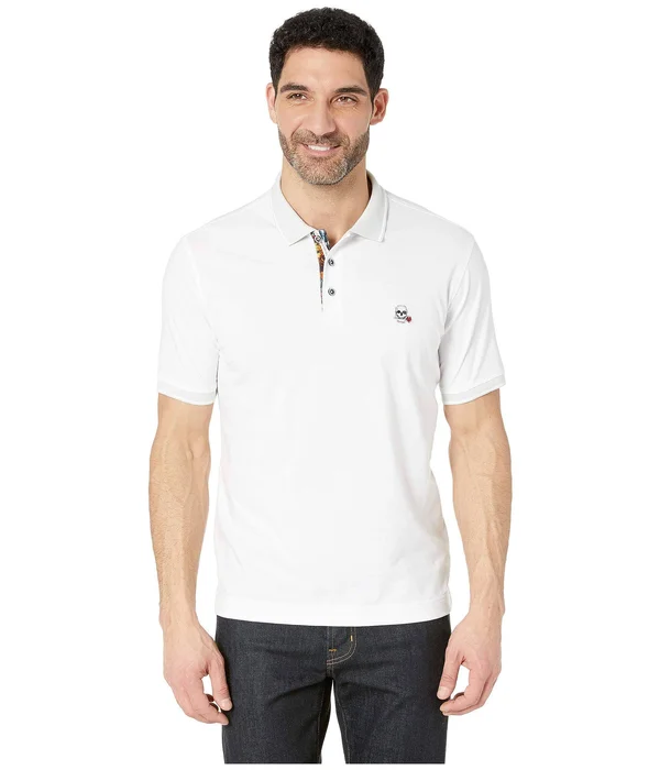 Robert Graham Easton Short Sleeve Knit Polo (White) Men's Clothing