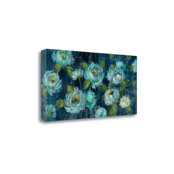 Tangletown Fine Art Indigo Mums by Silvia Vassileva, Giclee Print on Gallery Wrap Canvas, 24x22 x 47
