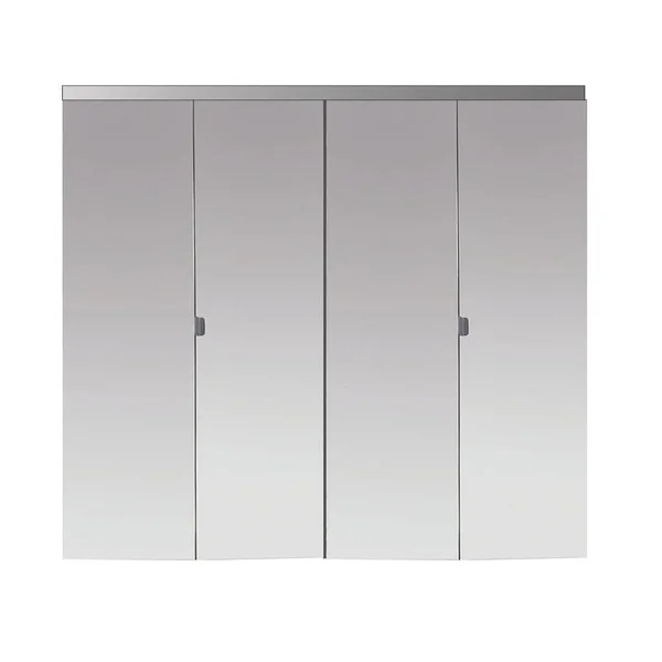 Impact Plus 48 in. x 80 in. Beveled Edge Mirror Solid Core MDF Interior Closet Bi-Fold Door with Chrome Trim