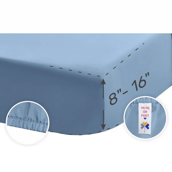 California Design den Silky Soft Sateen Solid Sheet Set Twin XL, Denim Blue, Sheet Set - 100% Sateen Cotton - 500 Thread Count