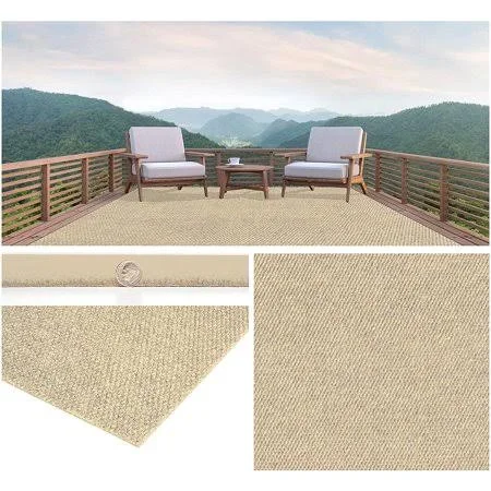 2&x4& Soft Indoor/Outdoor Hobnail Style Area Rugs. Lightweight and Flexible for Easy Cleaning and Transport (Color: Ivory) - Size