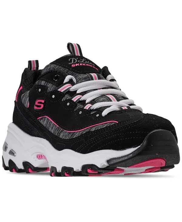 Skechers Women's D&Lites - Me Time Athletic Shoes, Black 7.5