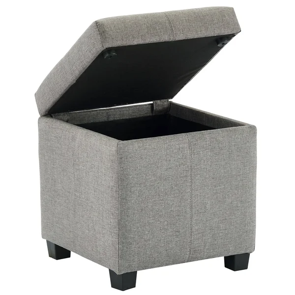 19.25x22 Gray and Black Transitional Square Storage Ottoman - 33876210