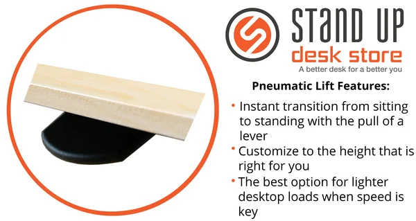 Stand Up Desk Store Pneumatic Adjustable Height Standing Desk Computer Workstation (Black Frame/Matte Black Top - 56x22 wide)