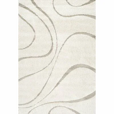 Helgeson Abstract Shag Cream/Taupe Area Rug Wade Logan Rug Size: Rectangle 12& x 18&