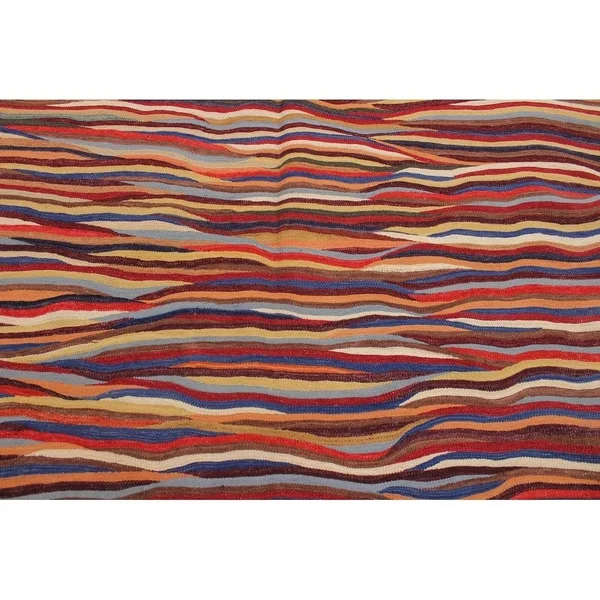 Geometric Kilim Nativida Red Blue Hand Woven Area Rugs 6x8