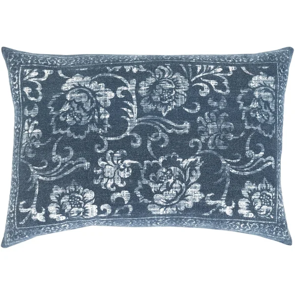 Porcha Woven Lumbar Pillow in Dark Blue