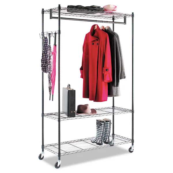 Alera Wire Shelving Stand Alone Garment Rack - Black