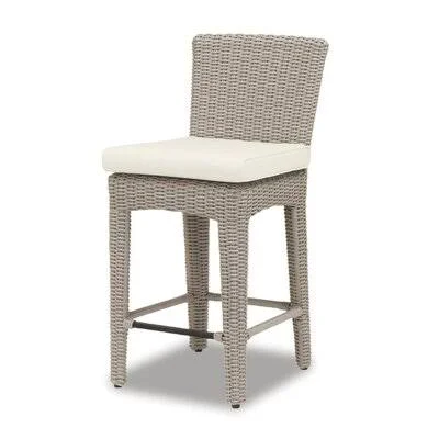 Manhattan 26x22 Patio Bar Stool with Cushion Sunset West Cushion Color: Canvas Navy