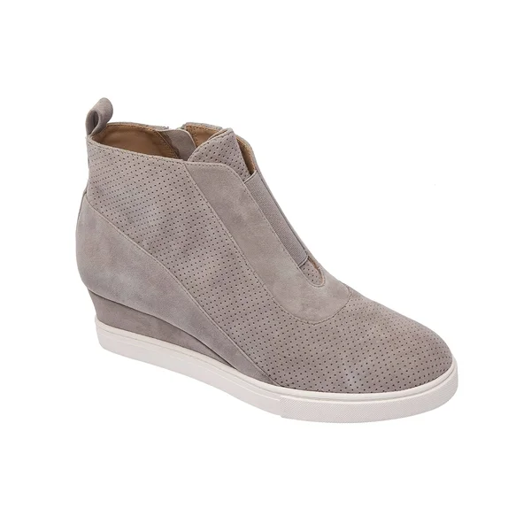Linea Paolo Anna Wedge Sneaker Rock Perf Suede, Women's, Size: 4, Gray