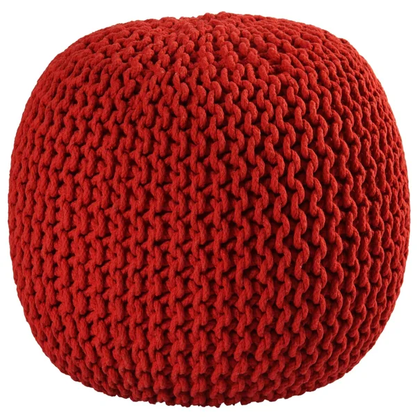 Pouf Ottoman Cotton Rope - Red, 16-inch, 18 x 18 x 16