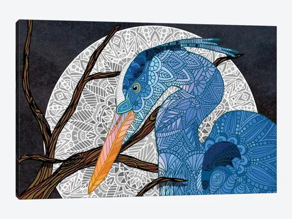 Angelika Parker Canvas Prints - Egret Moon ( Animal Art > Birds > Egrets art)