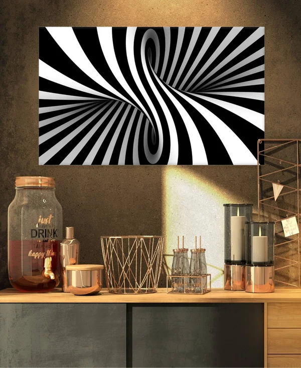 Designart &Black and White Spiral& Digital Canvas Art Print - 32 in. Wide x 16 in. High
