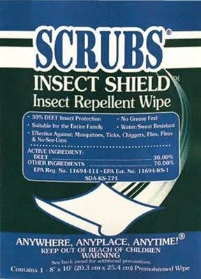 Dymon Insect Sheild Insect Repellant Towel - 8x22 x 10x22 - 100 pack