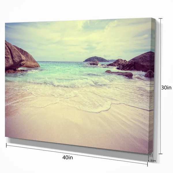 Design Art Vintage Style Seashore Thailand Photographic Print on Wrapped Canvas - White