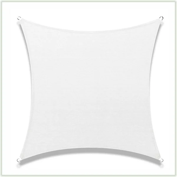 ColourTree 16 ft. x 16 ft. 190 GSM White Square Sun Shade Sail Screen Canopy, Outdoor Patio and Pergola Cover