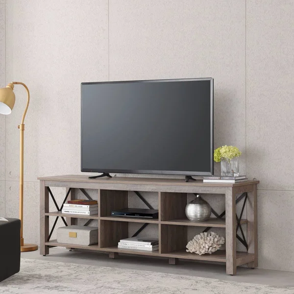 Henn & Hart TV0907 68 in. Sawyer TV Stand Gray Oak