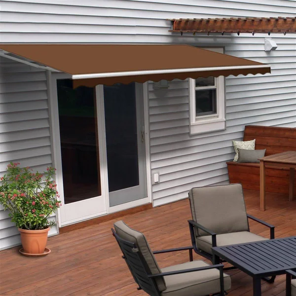 Aleko AWM12X10BROWN36 Retractable Motorized Patio Awning 12 x 10 Feet Brown