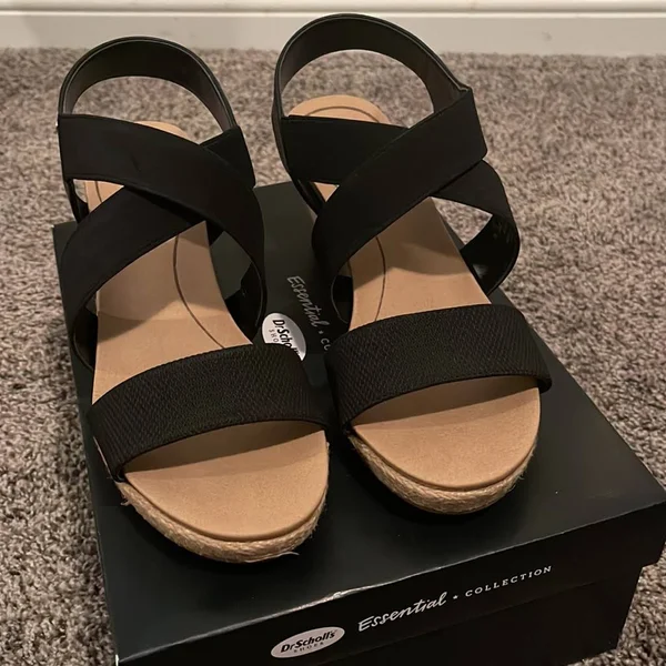 Women's Dr. Scholl&s Emerge Wedge Sandal - Size: 9.5, Black