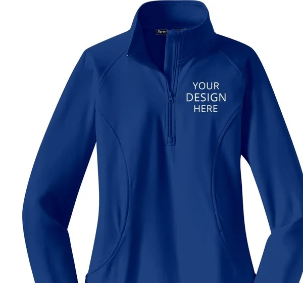 Custom Printed Sport - Tek Women's Ladies Sport-wick? Stretch 1/2-Zip Pullover, Size: L, True Royal