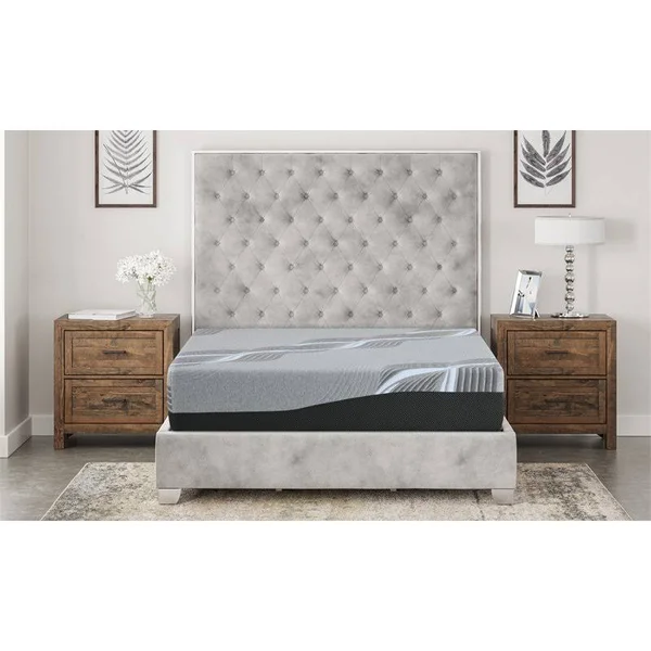 Pemberly Row 12x22 Twin XL Mattress with Cooling Gel Memory Foam in Gray