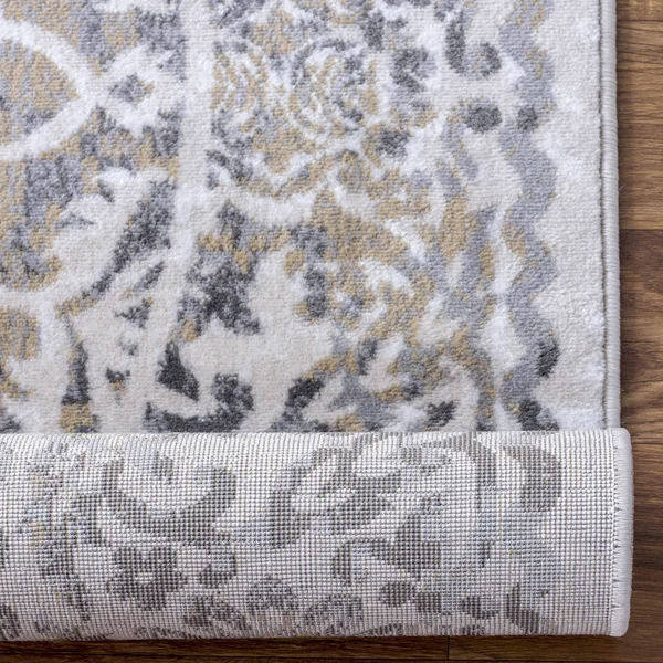 Dulce Modern Bloom Area Rug, Ivory and Gray, 2& 7x22 x 8&