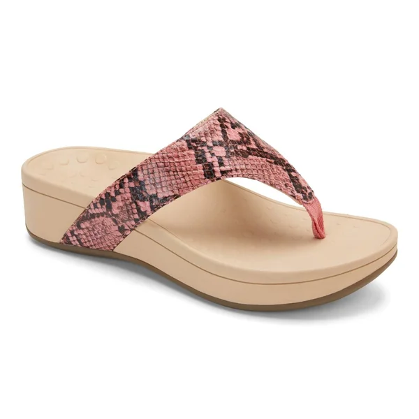Vionic Pacific Naples - Women's Platform Sandal Pink Snake - 9 Medium