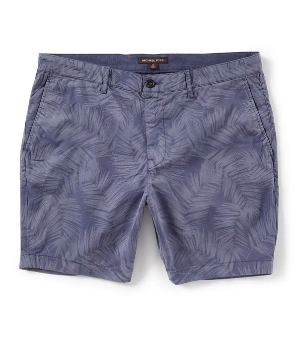 Michael Kors Mens Stretch Floral-Print Casual Walking Shorts - Blue, 30