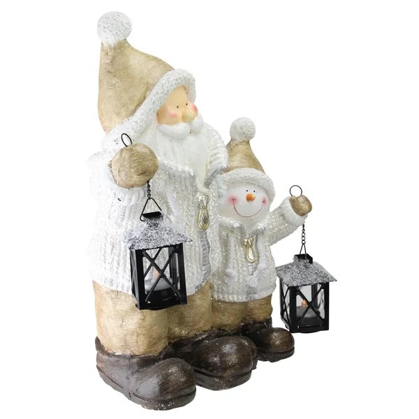 Northlight 18x22 Santa and Snowman with Lanterns Christmas Decoration