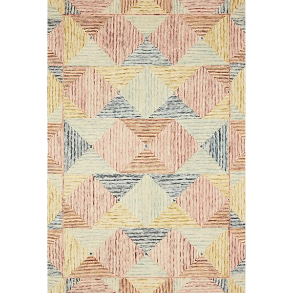 Alexander Home Kaleidoscope Geometric Hand-Hooked Wool Rug - 2&6x22 x 9&9x22 - Lagoon - Spice