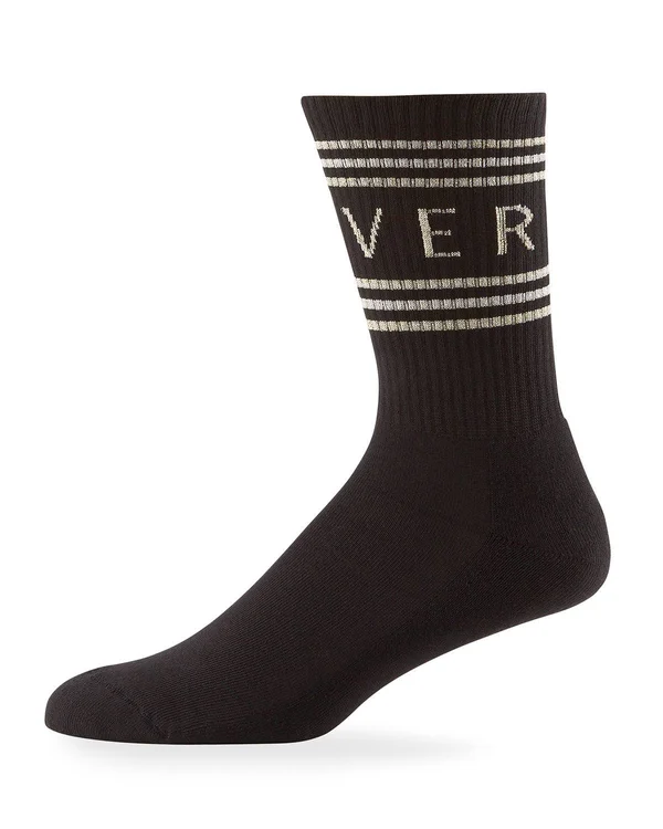 Versace Men's Athletic Band Socks, Black/Gold, Men's, S