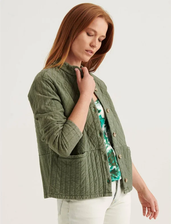 Lucky Brand Quilted Button-Front Jacket - Duffle Bag