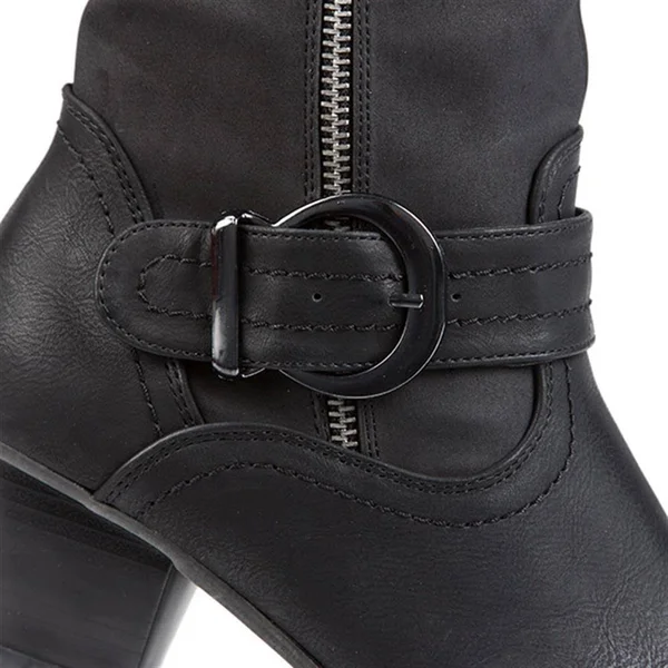 Pavers Women's Lightweight Calf Boot with Buckle - Burgundy - US 05