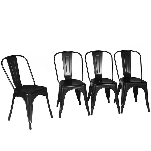 Boyel Living Black Steel Stackable Dinning Side Chairs (Set of 4)